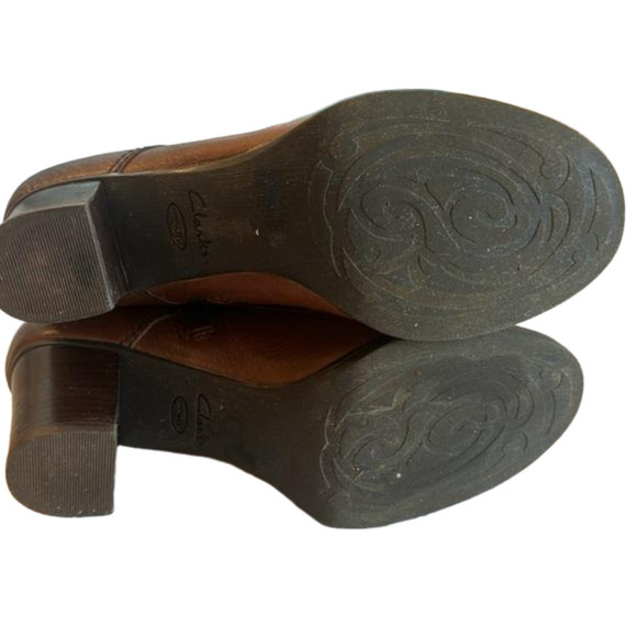 Clark’s Jolissa Gypsum Chestnut Brown Lace up Moto Boots with Block heels Size 7 - Picture 8 of 8